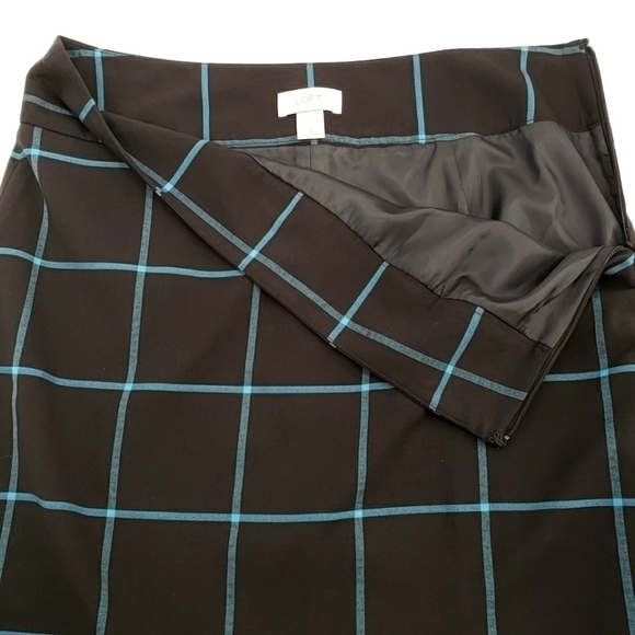 Loft Outlet Black Blue Windowpane Patterned Mini Skirt - Picture 4 of 6